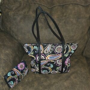Floral Patterned Tote and Clutch Set